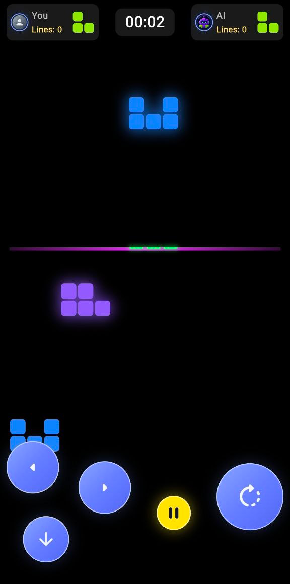 Block battle main menu with single-player and multiplayer options